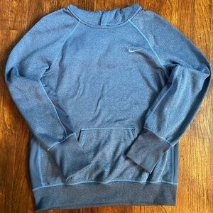 GUC Nike Therma-Fit grey/blue feathered fleece lined hoodie w front pouch pocket